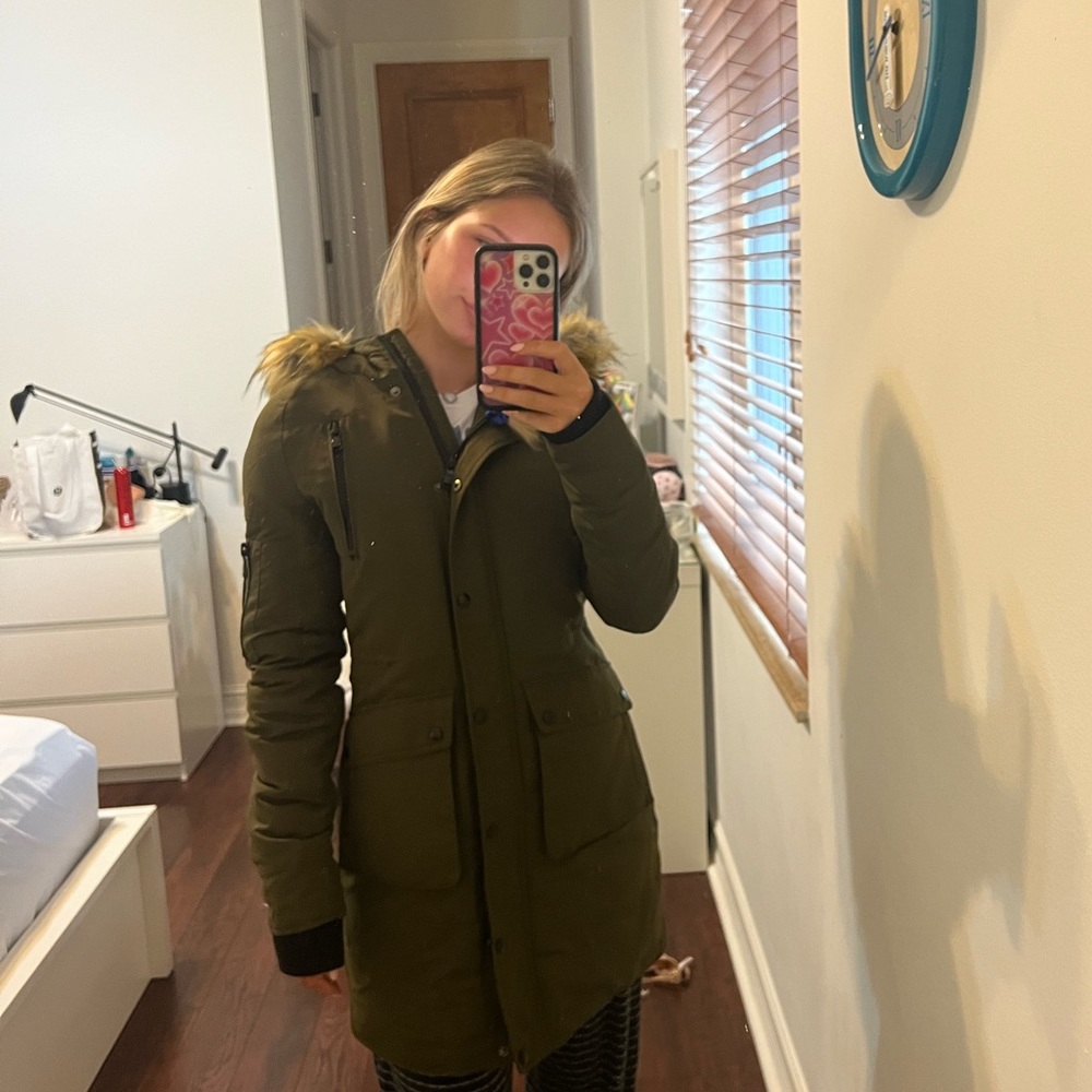 Celsius Premium Women’s Green Coat W/Faux Fur Hood
